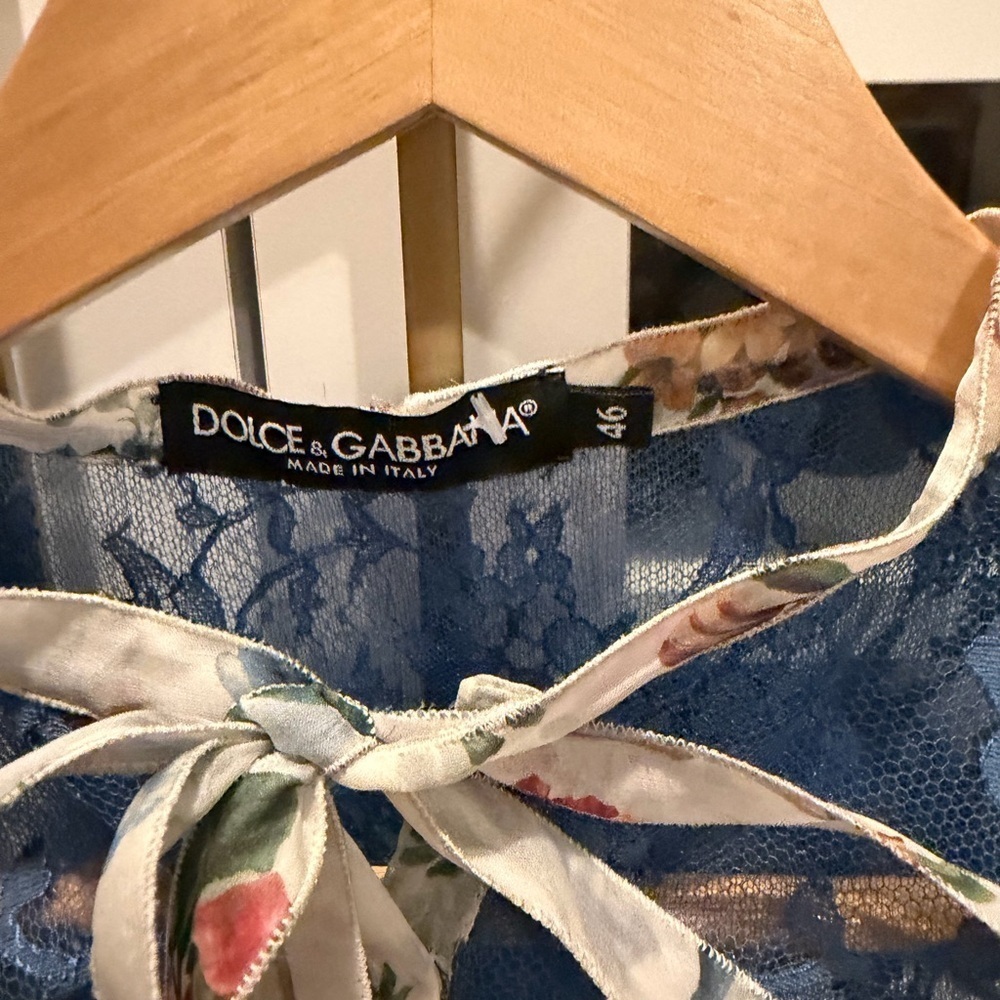 Dolce & Gabbana Floral and Lace Women's Top - Blue and Multicolor - Picture 2 of 7